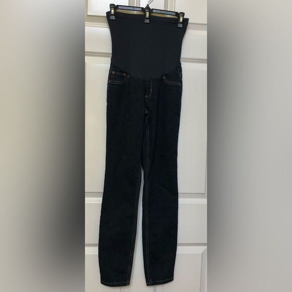 INDIGO BLUE MATERNITY JEANS MATERNITY SIZE SMALL DARK BLUE STRETCH DEMIN STRAIGH - Picture 7 of 11